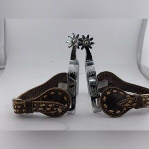 Vintage Rodeo Brand Spurs Engraved Design with Leather Straps​